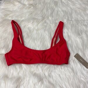NWT J. Crew Red Heritage Scoopneck Bikini Top Only